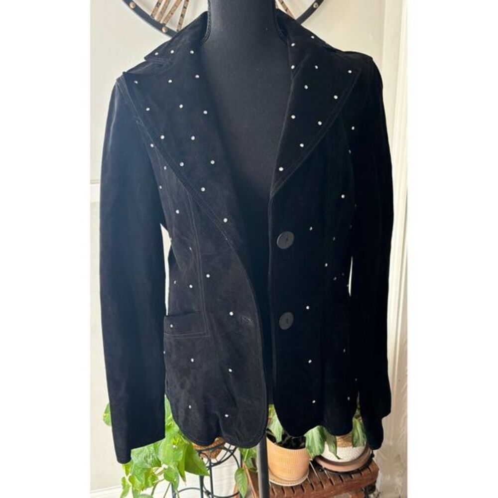 Mark Alan rhinstone studded black suede‎ blazer size M